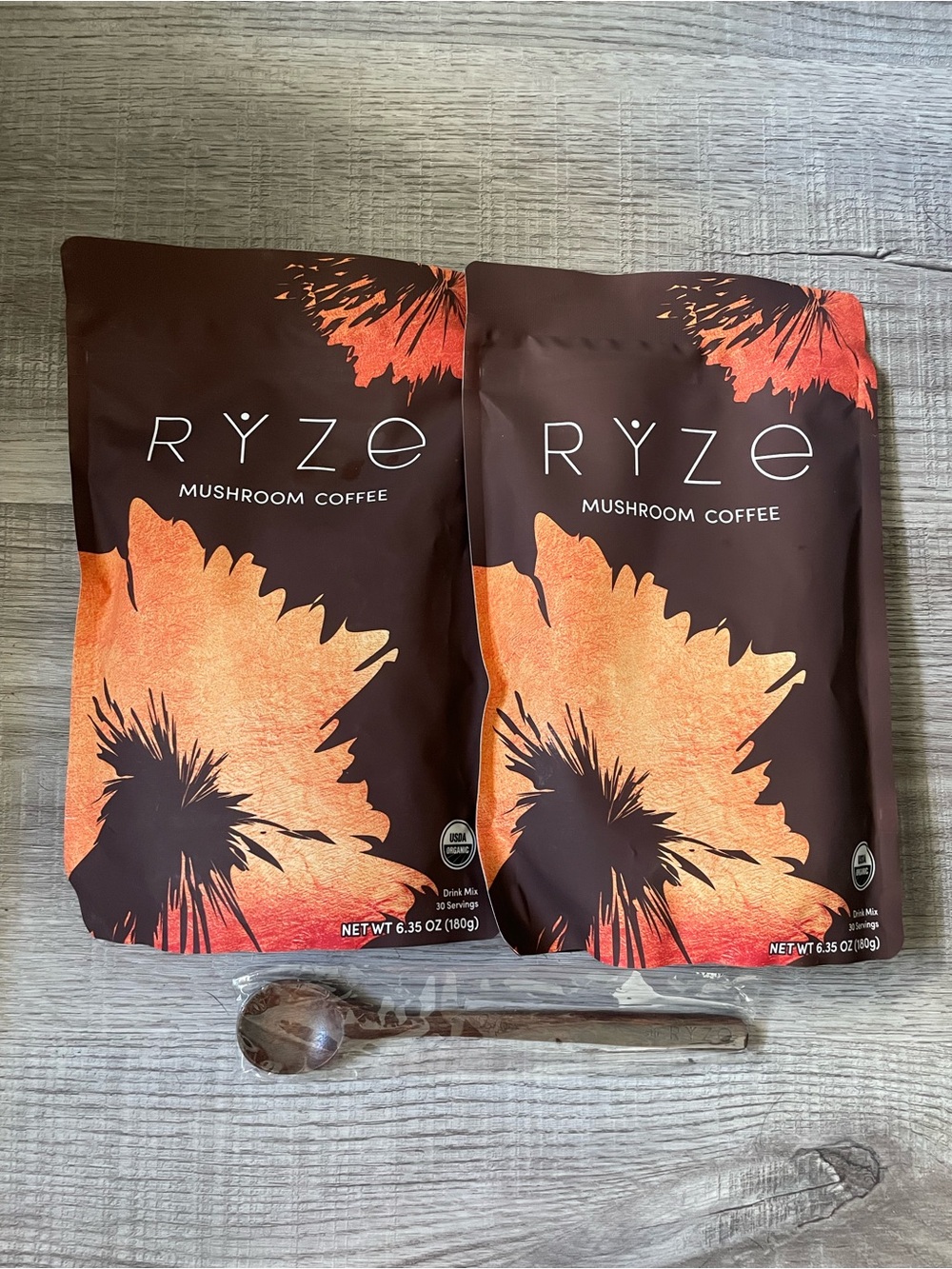 Ryze Mushroom Coffee with Wooden Spoon